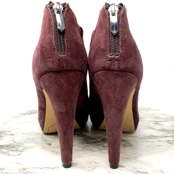 Sam Edelman Keaton burgundy suede platform dress bootie rear zip 9 event chic - Picture 5 of 15